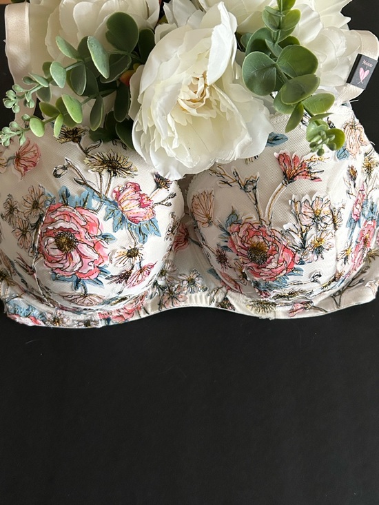 Victoria's Secret Other - Victoria’s Secret White Lined Demi Floral Embroidered Underwire Bra- 36 DDD